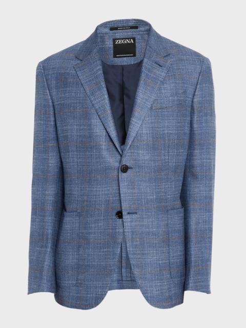 ZEGNA Men's Melange Windowpane Winter Crossover Sport Coat