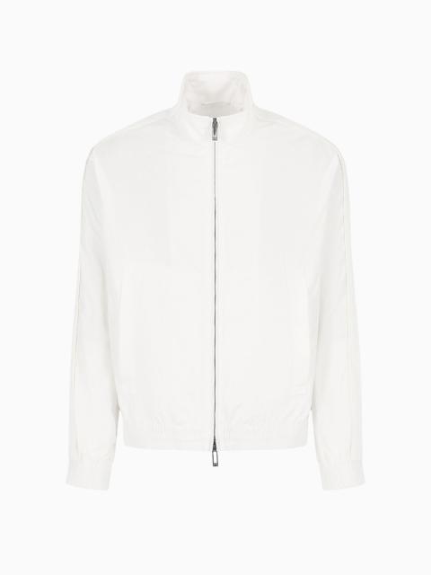 Full-zip blouson in light nylon with logo tape