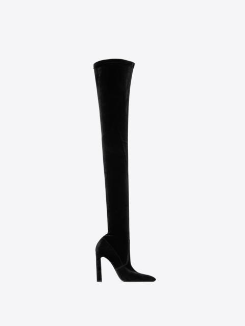 SAINT LAURENT auteuil over-the-knee boots in stretch velvet