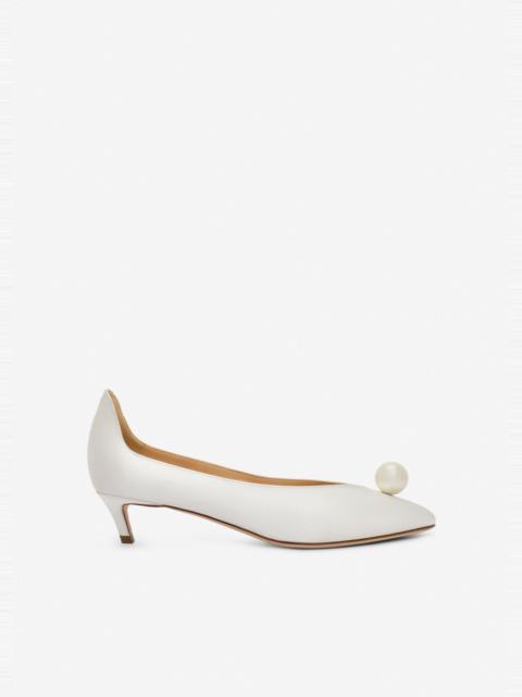 MAGDA BUTRYM Almond pumps with pearl detail in cream satin