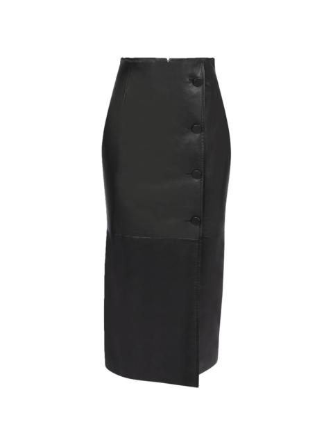 leather midi pencil skirt