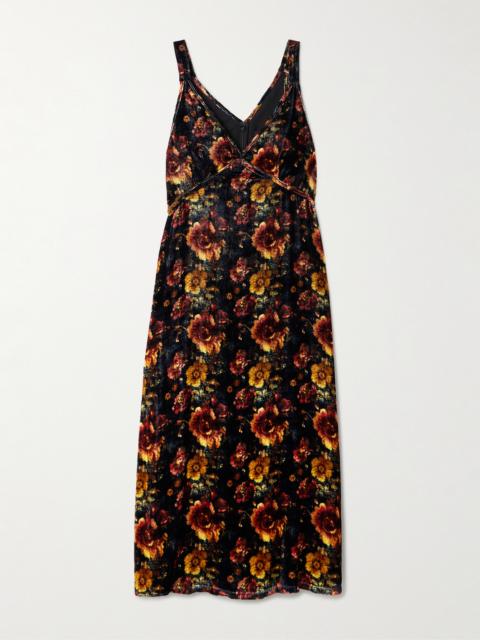 R13 Floral-print Velvet Midi Dress