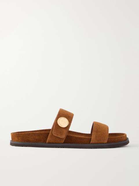 TORY BURCH Romy Sport Embellished Suede Slides
