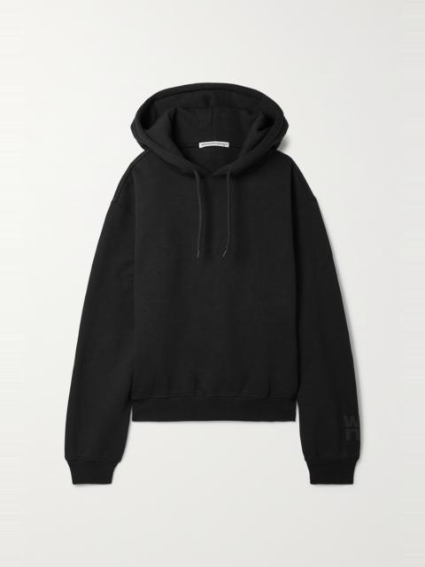 Printed mélange cotton-blend jersey hoodie