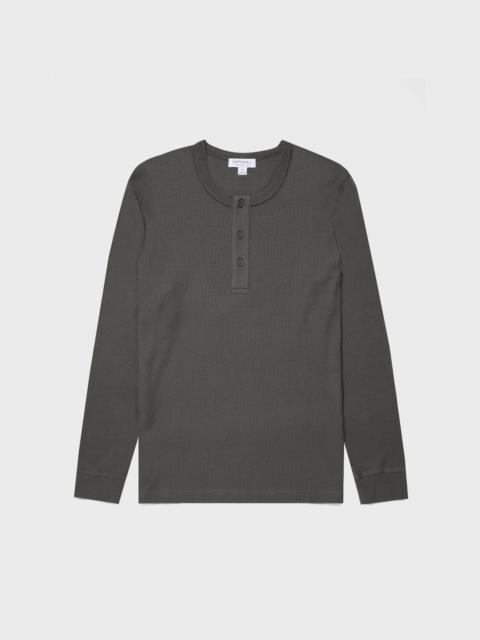 Sunspel Long Sleeve Waffle Henley
