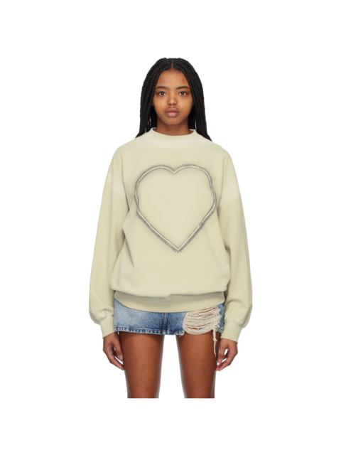 We11done Beige Heart Choker Sweatshirt