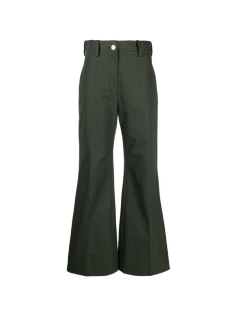 logo-embroidered flared trousers