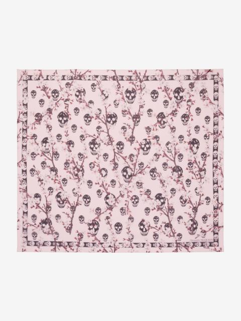 Women's Cherry Blossom Classic Skull Foulard in Rose/black