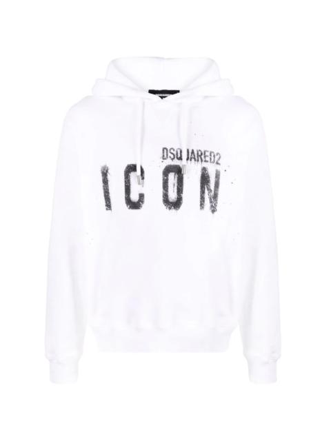 Icon paint-splatter cotton hoodie