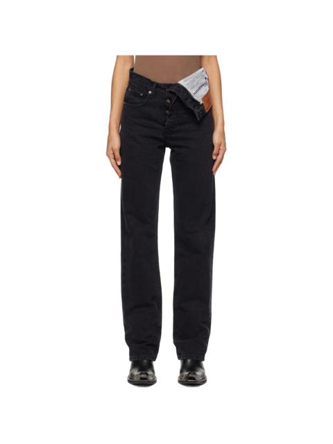 Y/Project Black Evergreen Asymmetric Jeans