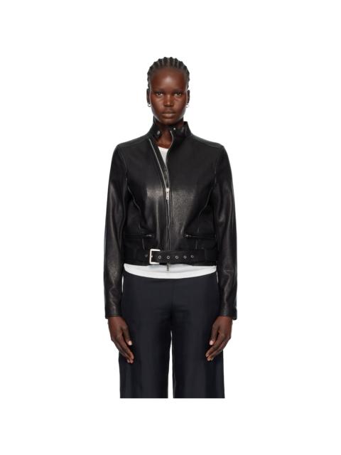 Ann Demeulemeester Black Ikra Fitted Leather Biker Jacket