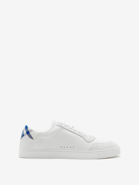 Leather and Check Cotton Sneakers