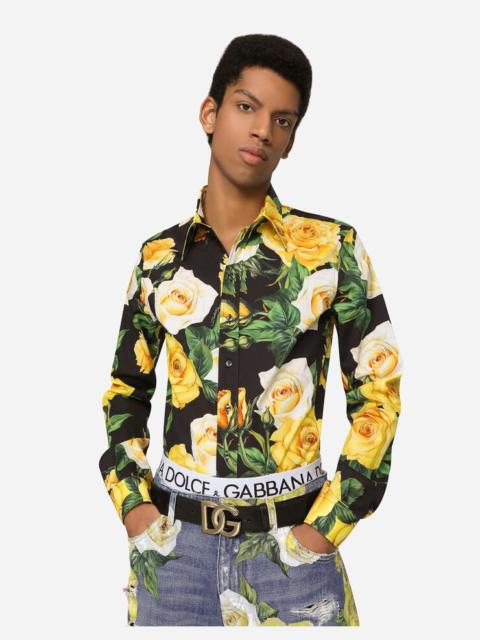 Dolce & Gabbana Stretch cotton Sicilia-fit shirt with rose print