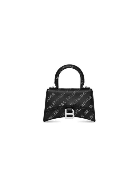 BALENCIAGA Women's Hourglass Xs Handbag With Rhinestones in Black
