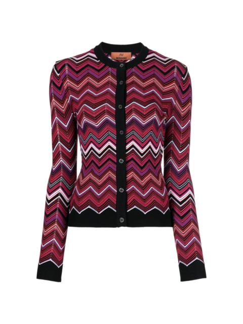zigzag-pattern knitted cardigan
