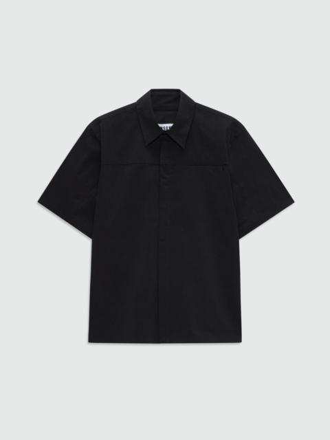 MSGM Black stretch cotton short-sleeve shirt with classic collar