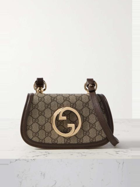 GUCCI Blondie textured leather-trimmed printed coated-canvas shoulder bag