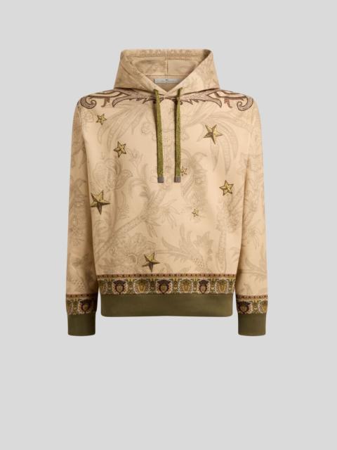 Etro COTTON-BLEND HOODED SWEATSHIRT WITH PLACED PEGASO PRINT