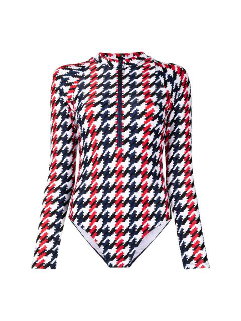 PERFECT MOMENT Spring houndstooth-print surf wetsuit