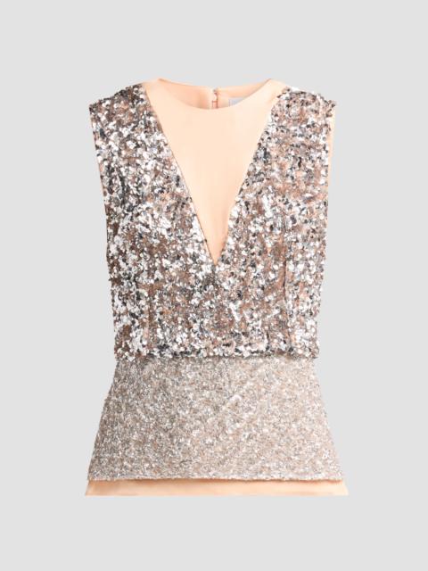 rabanne Women's Haut Sequined Peplum Top - Silver Peach