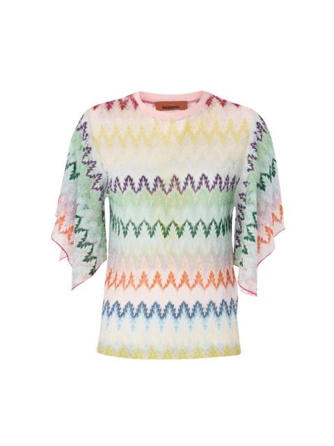 Missoni Zig Zag Wide-Sleeve Raschel Top multi