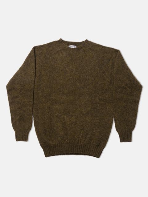 J. PRESS MADE-IN-SCOTLAND OLIVE SHAGGY DOG SWEATER - CLASSIC FIT