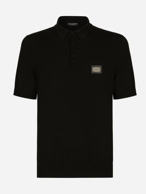 Dolce & Gabbana Wool polo-shirt with branded tag