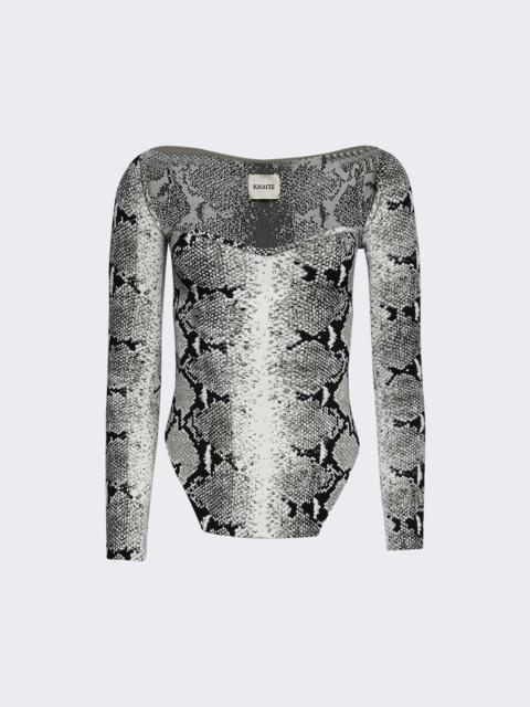 Maddy Bustier Long Sleeve Top Black And White