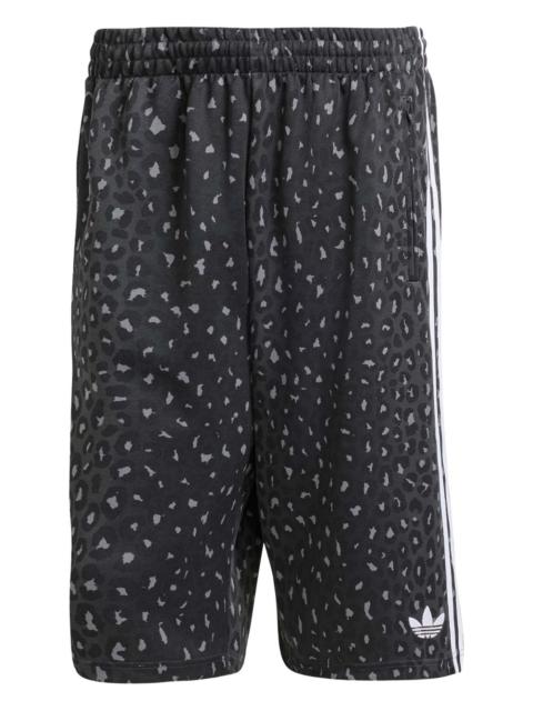 adidas leopard-print striped track shorts