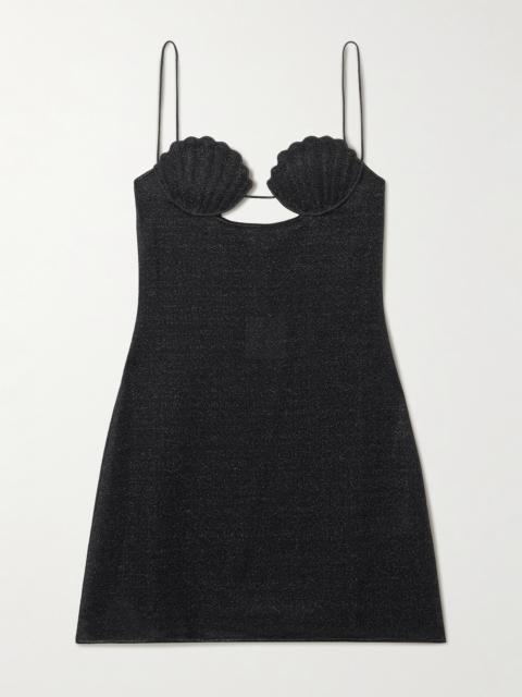 Oséree Lumière Cutout Embroidered Metallic Stretch-knit Mini Dress