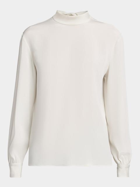 GIORGIO ARMANI Neck-Tie Long-Sleeve Silk Top