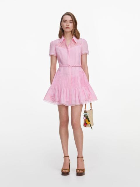 self-portrait Pink Embroidered Mini Dress
