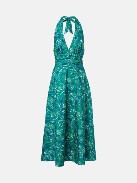 Max Mara Printed halterneck cotton midi dress
