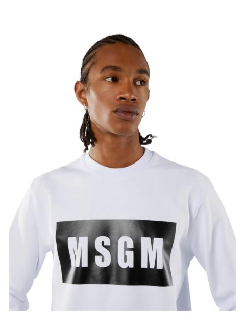 Solid colour cotton sweatshirt with a box logo