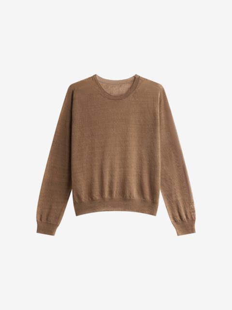 The Frankie Shop Ivrea Sheer Knit Top - Olive Brown