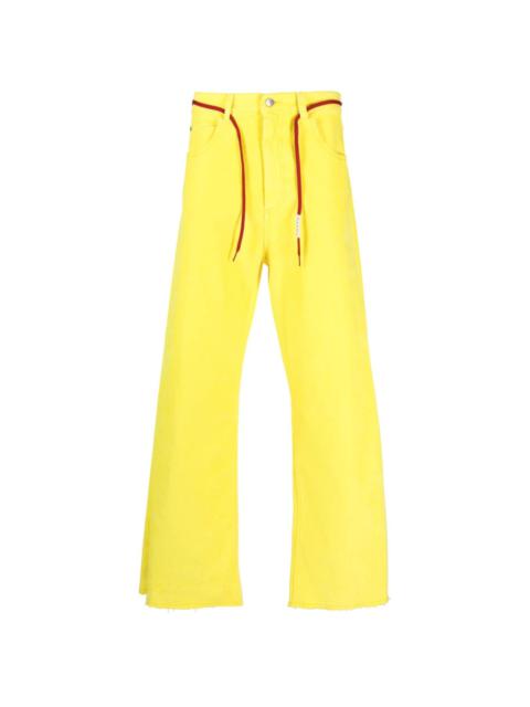 Marni logo-patch stretch-cotton flared jeans