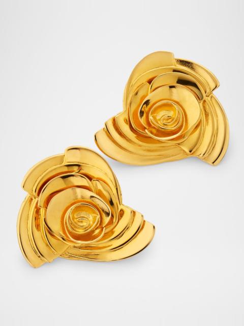 Oscar de la Renta Geometric Rose Stud Earrings