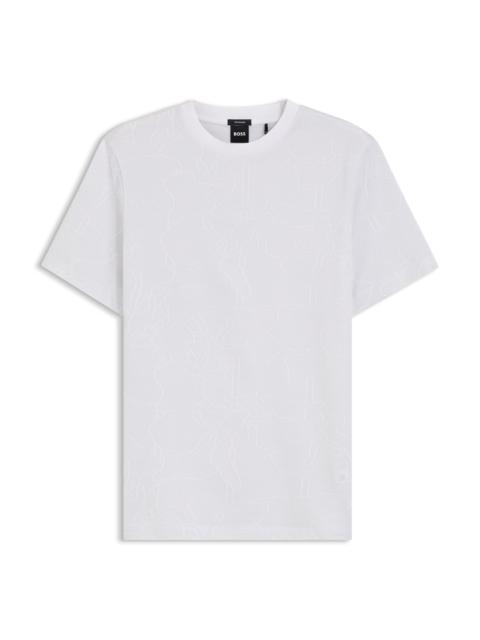 BOSS JACQUARD-PATTERN T-SHIRT IN COTTON