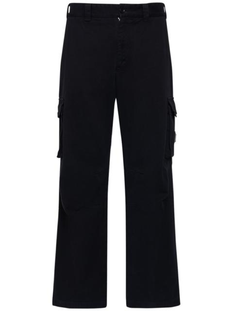 Wide cotton gabardine cargo pants