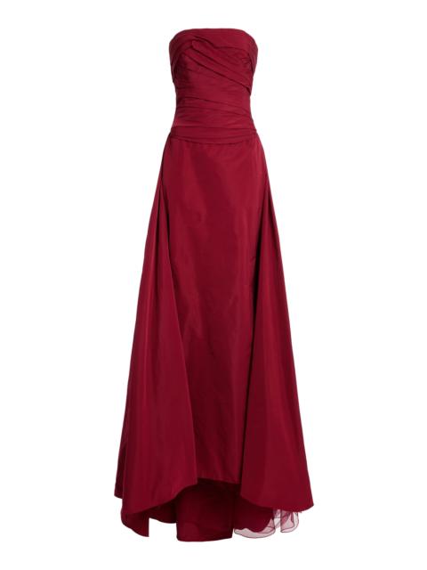 ZUHAIR MURAD Faille Strapless Draped Long Dress red