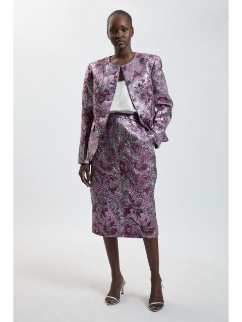 KAREN MILLEN Tailored Jacquard Pencil Midi Skirt