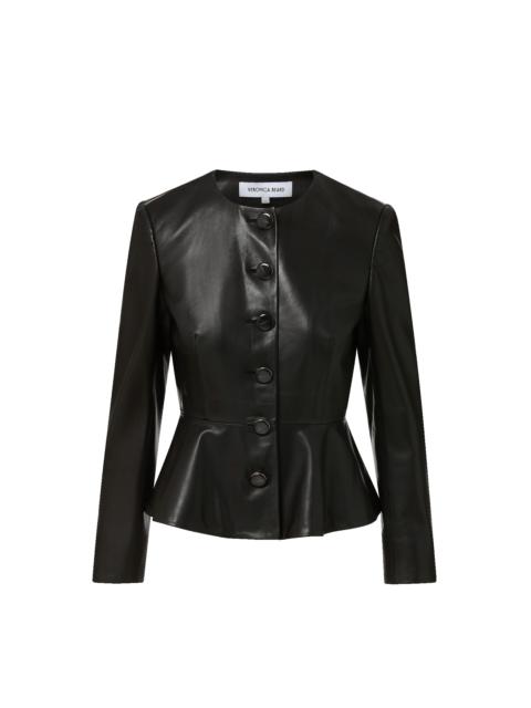 VERONICA BEARD QUINN LEATHER PEPLUM JACKET
