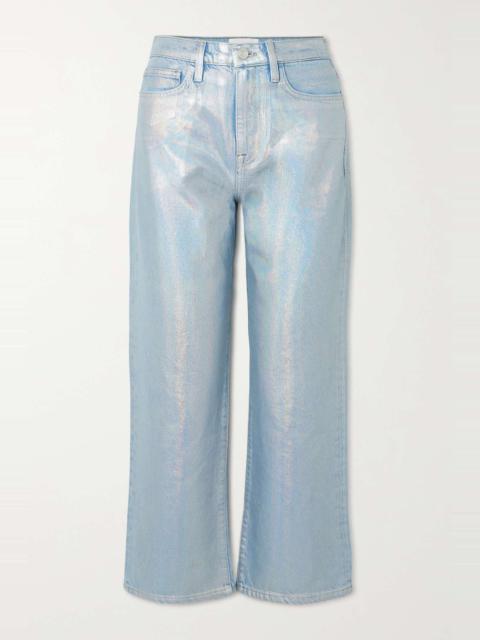 + NET SUSTAIN Le Jane cropped iridescent high-rise straight-leg jeans