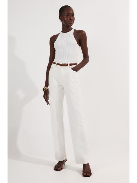 KAREN MILLEN Rigid Denim Mid Rise Straight Leg Jean