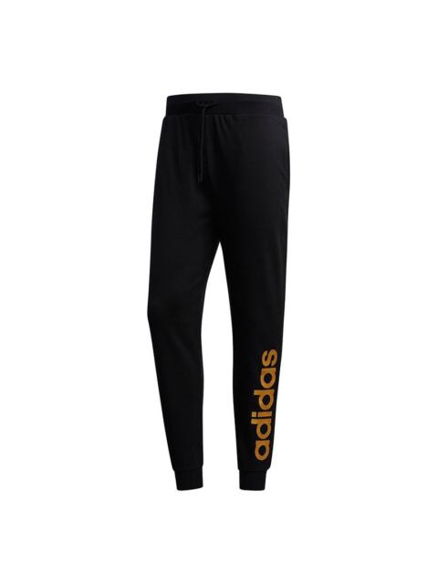 Men's adidas neo Esntl Lg Tp 1 Metallic Logo Printing Bundle Feet Sports Pants/Trousers/Joggers Blac