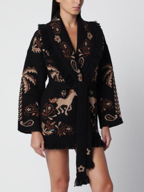 Alanui Cardigan Island Roots Foulard black and beige in wool