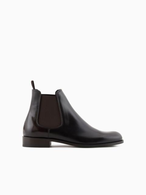 GIORGIO ARMANI Antique-effect leather ankle boots