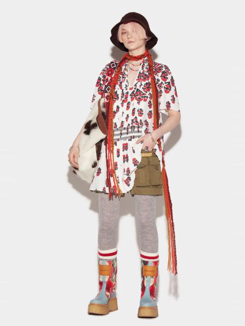 DSQUARED2 SMOCK PLEATS MINIDRESS