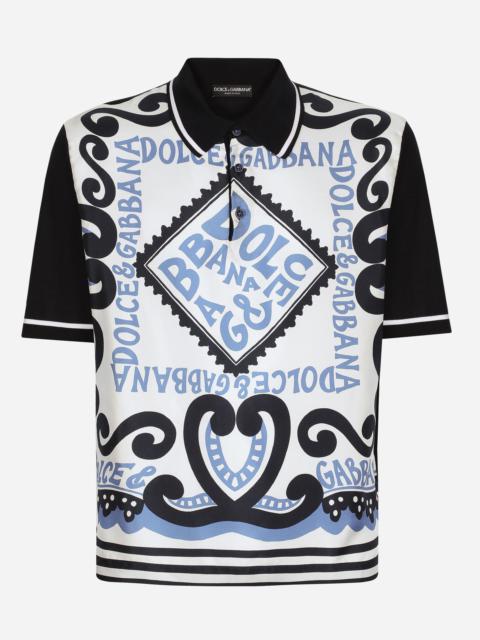 Dolce & Gabbana Marina-print silk polo-shirt
