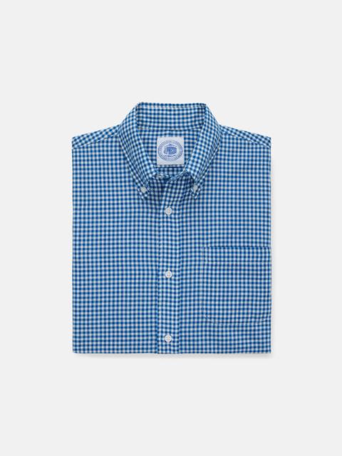 J. PRESS BLUE & WHITE GINGHAM SHORT SLEEVE SPORT SHIRT - CLASSIC FIT